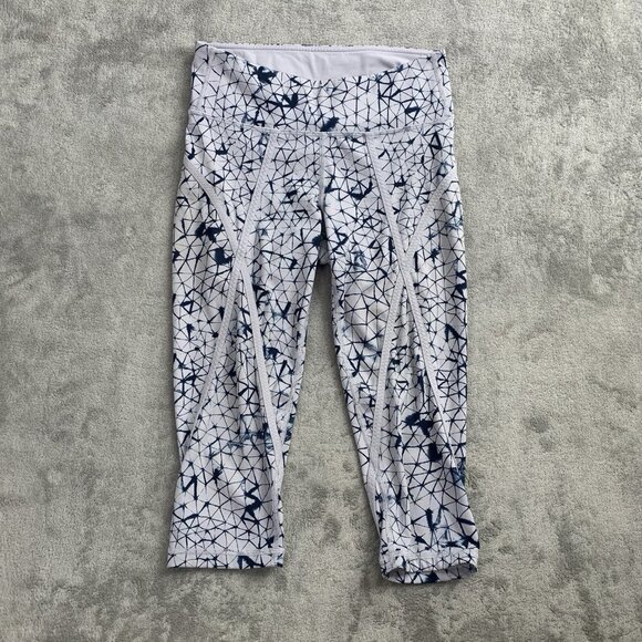 Lululemon Leggings Women 6 Pedal Pace Crop Gray Star Crushed Silver Fox Navy Gym - Picture 1 of 11